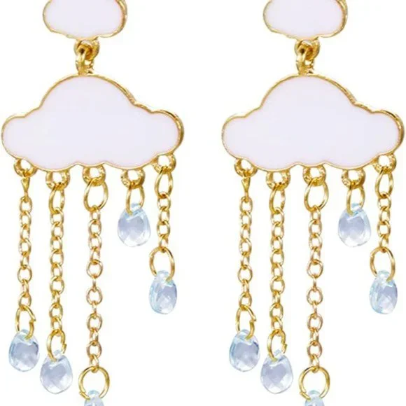 Cloud Drop Gold Earrings - Picture 3 of 7